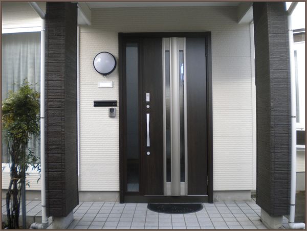 玄関リフォーム　玄関ドア取り替え　リシェント　親子ドア　長岡市リフォーム(エクステリアリフォーム)